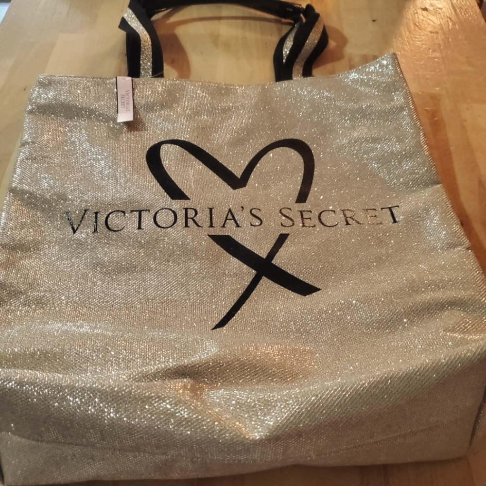 COPY - Nwt Victoria's secret gold and black  tote bag
